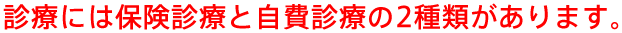 診療には、保険診療と自費診療の2種類があります。